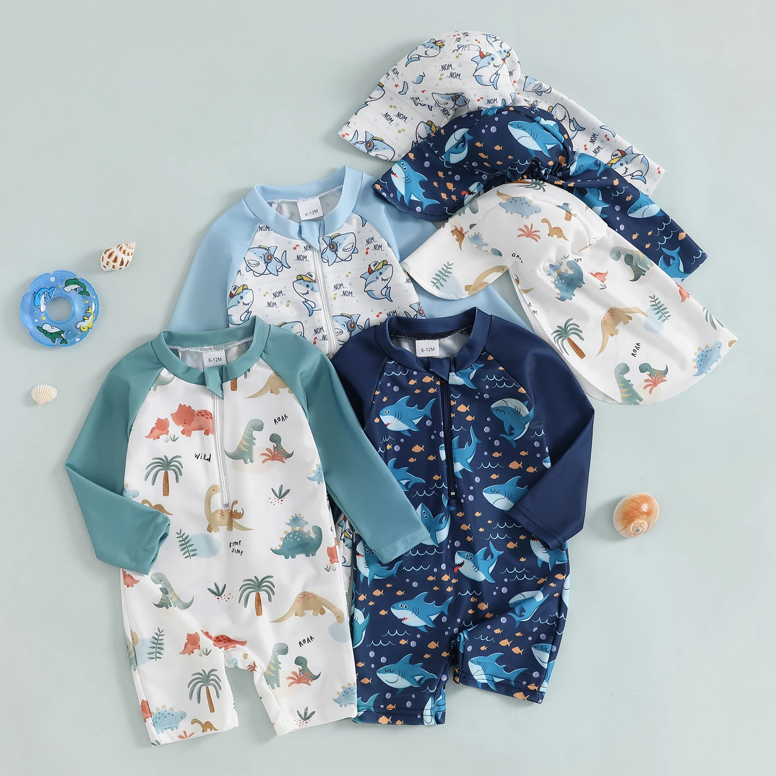 2025 New Toddler Boys Rash Guard Swimsuit Dinosaur/Shark Print Swimwear Long Sleeve Zip Bathing Suit with Swim Cap
2025 New Toddler Boys Rash Guard Swimsuit Dinosaur/Shark Print Swimwear Long Sleeve Zip Bathing Suit with Swim Cap