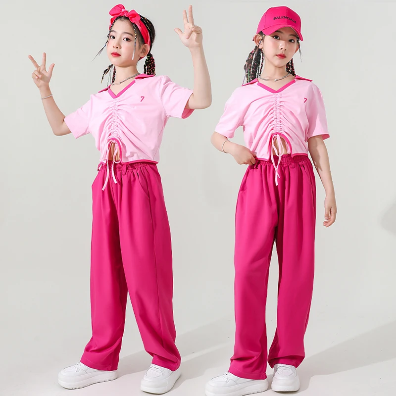Pink Kpop Jazz Dance Outfit Summer Hip Hop Dancing Clothes Girls Tops Pants Children Street Dance Performance Costume YS4870
Pink Kpop Jazz Dance Outfit Summer Hip Hop Dancing Clothes Girls Tops Pants Children Street Dance Performance Costume YS4870