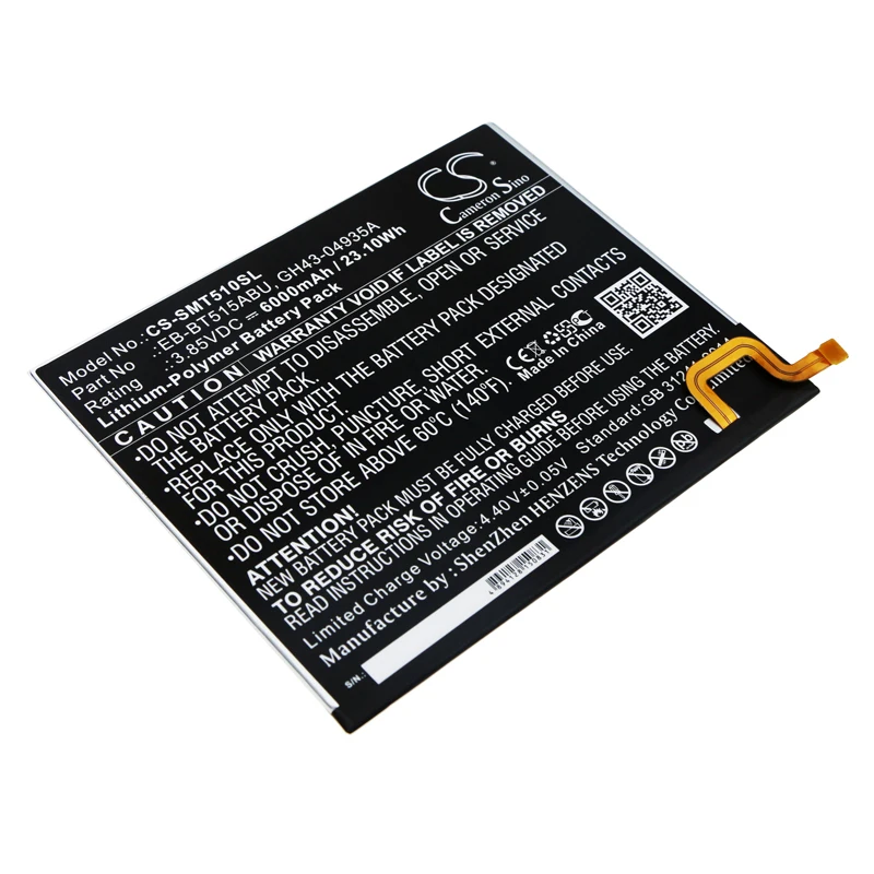 Li-Polymer Tablet Battery for Samsung, 3.85V, 6000mAh , Compatible Models: Galaxy Tab A 10.1 2019, SM-T515, SM-T517
Li-Polymer Tablet Battery for Samsung, 3.85V, 6000mAh , Compatible Models: Galaxy Tab A 10.1 2019, SM-T515, SM-T517