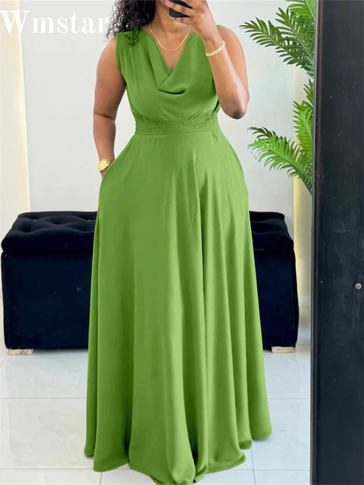 Wmstar Plus Size Dresses for Women 2025 Elastic Waist V Neck Elegant Summer Clothes Draped Maxi Dresses Wholesale Dropshipping
Wmstar Plus Size Dresses for Women 2025 Elastic Waist V Neck Elegant Summer Clothes Draped Maxi Dresses Wholesale Dropshipping
