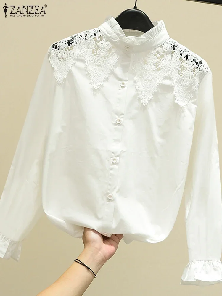 ZANZEA 2025 Summer Women Lace Stitching Shirt Fashion Long Sleeve Tops Vintage Ruffled Stand Collar Tunics Holiday Solid Blusas
ZANZEA 2025 Summer Women Lace Stitching Shirt Fashion Long Sleeve Tops Vintage Ruffled Stand Collar Tunics Holiday Solid Blusas