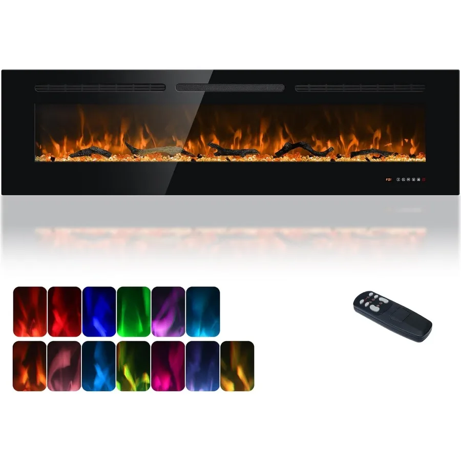 Wall Mounted and Recessed Electric Fireplace Inserts for Living Room or Bedroom Heating Remote and Touch Screen Control with 16
Wall Mounted and Recessed Electric Fireplace Inserts for Living Room or Bedroom Heating Remote and Touch Screen Control with 16