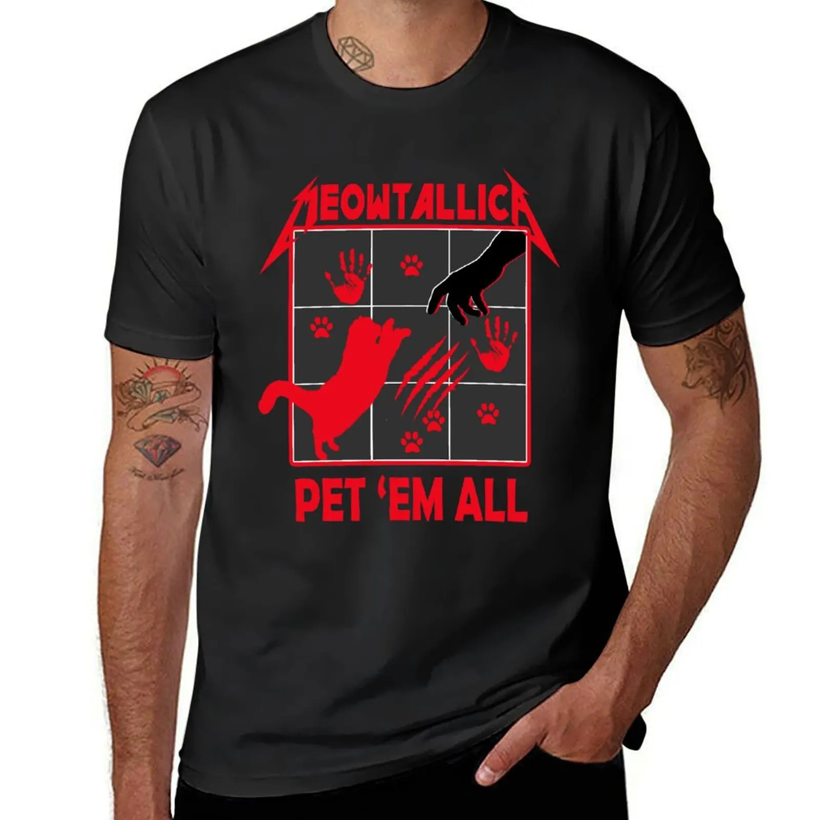 Футболка Meowtallica-Pet 'Em All с забавным котом, рубашки с надписью, эстетичная одежда, лето 2021, мужские футболки
Футболка Meowtallica-Pet 'Em All с забавным котом, рубашки с надписью, эстетичная одежда, лето 2021, мужские футболки