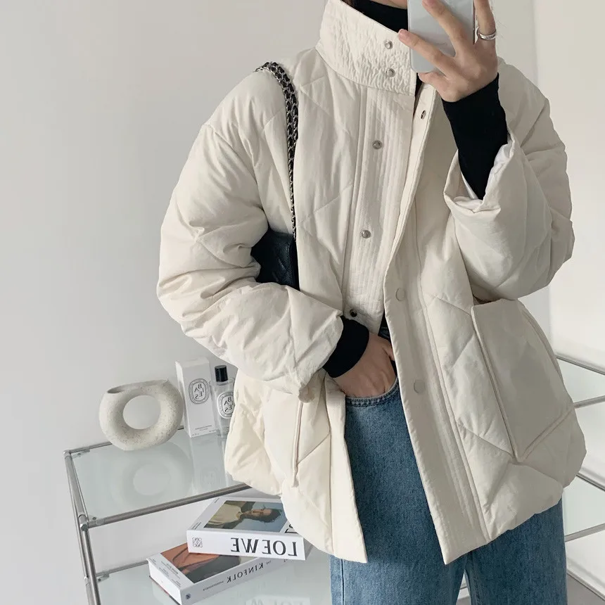 Autumn Winter Women's Cotton Padded Coats Korean Female Stand Collar Slim Single-breasted Parka Thicked Warm Jackets Snowsuit
Autumn Winter Women's Cotton Padded Coats Korean Female Stand Collar Slim Single-breasted Parka Thicked Warm Jackets Snowsuit
