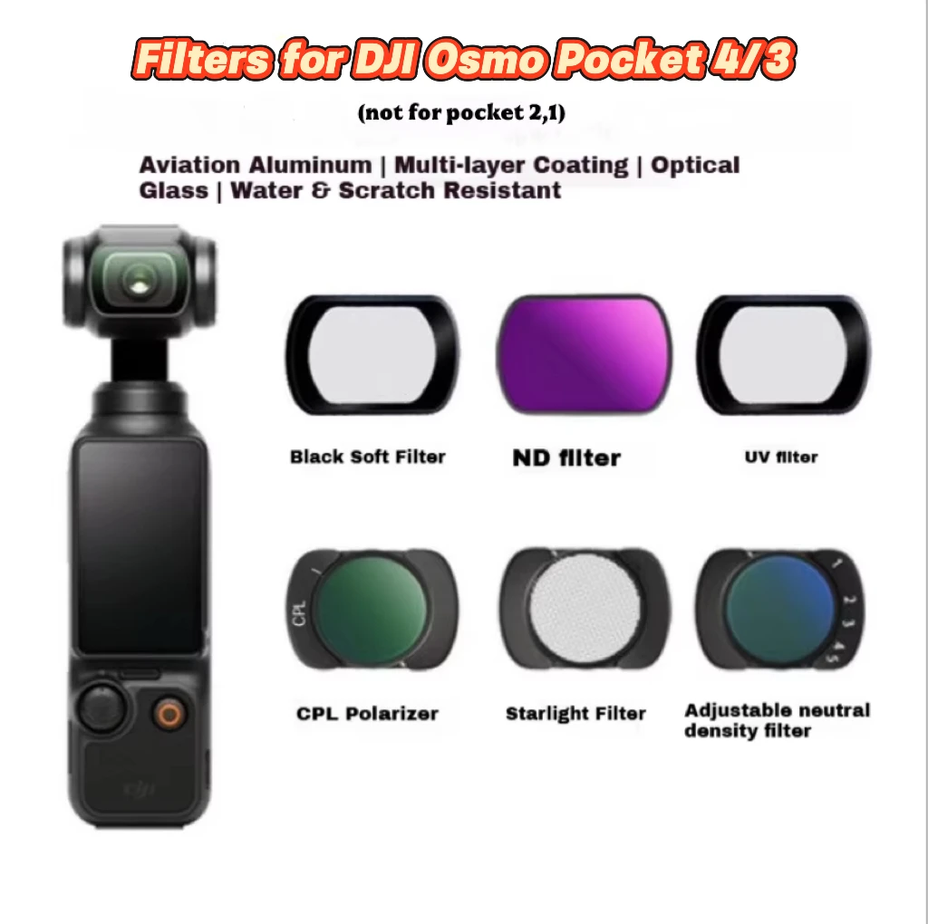Sport Effect Filter for DJI Osmo Pocket 4/Pocket 3 UV CPL ND ND/PL Black Mist 1/2 1/4 1/8 LPR Star 1.2X Wide-Angle Filter Set
Sport Effect Filter for DJI Osmo Pocket 4/Pocket 3 UV CPL ND ND/PL Black Mist 1/2 1/4 1/8 LPR Star 1.2X Wide-Angle Filter Set