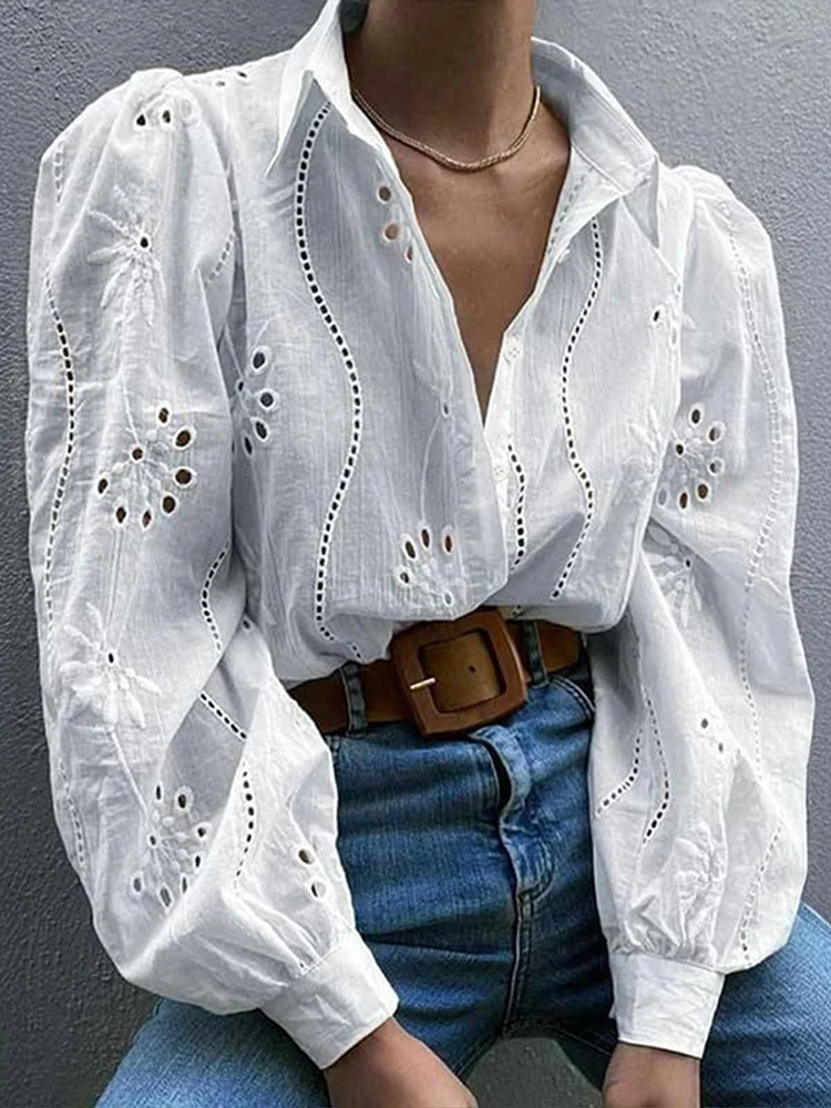Sexy Hollowed Lapel Single Breasted Shirt Women Fashionable Long Sleeve Solid Slim Fit Shirt Female Summer Chic Holiday Casual
Sexy Hollowed Lapel Single Breasted Shirt Women Fashionable Long Sleeve Solid Slim Fit Shirt Female Summer Chic Holiday Casual
