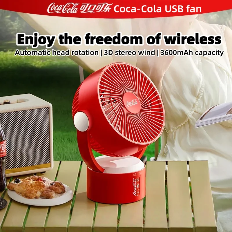 Coca Cola Portable USB Electric Fan 3 Speed Adjustable Desktop Quiet Table Fan Wireless Oscillating Fan for Camping Room Home
Coca Cola Portable USB Electric Fan 3 Speed Adjustable Desktop Quiet Table Fan Wireless Oscillating Fan for Camping Room Home