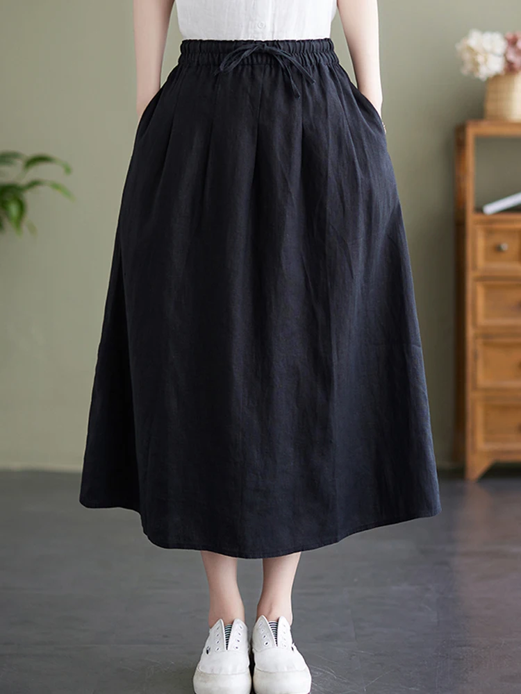 Minimalist Solid Skirts 2024 New Summer Cotton Blends Fashion Elegant Ladies Midi Skirts Lace Up High Waist Skirts for Women
Minimalist Solid Skirts 2024 New Summer Cotton Blends Fashion Elegant Ladies Midi Skirts Lace Up High Waist Skirts for Women