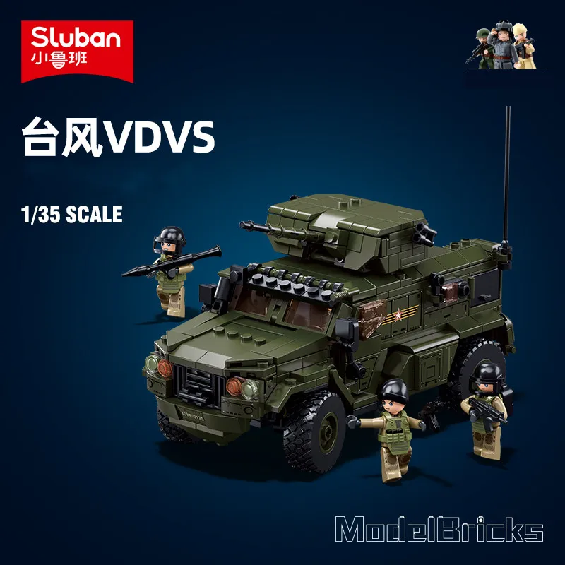 Sluban 519 шт. военный Тайфун VDVS штурмовой бронеавтомобиль, наборы строительных блоков для автомобилей, 4 солдачных конструктора, игрушки для детей
Sluban 519 шт. военный Тайфун VDVS штурмовой бронеавтомобиль, наборы строительных блоков для автомобилей, 4 солдачных конструктора, игрушки для детей