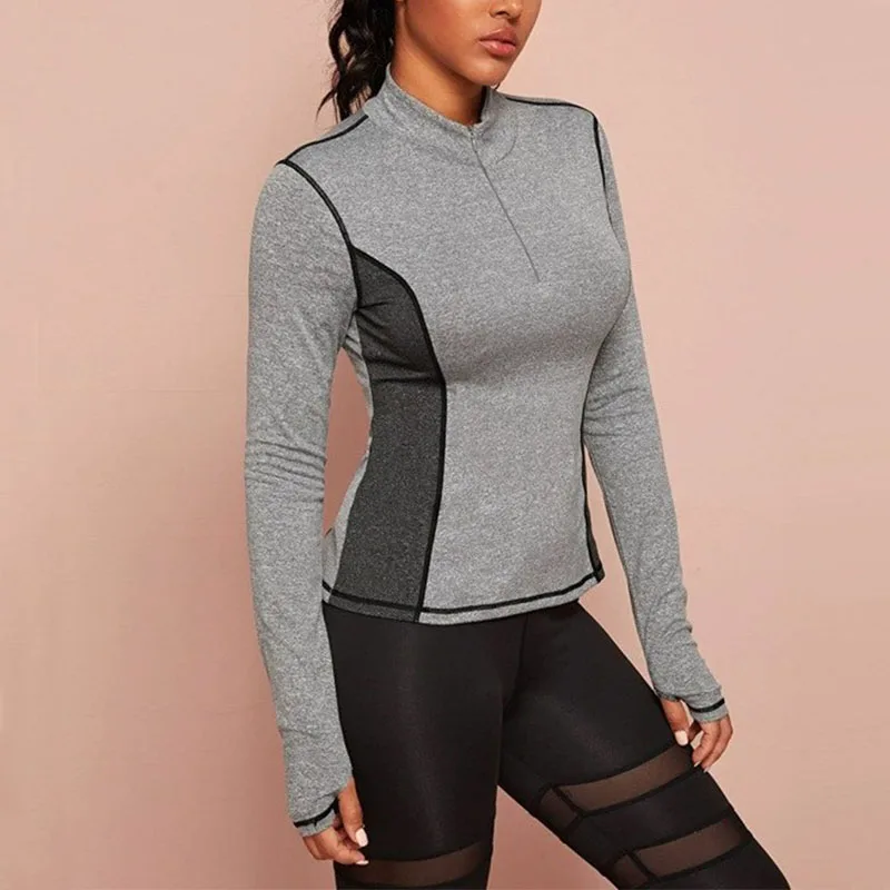 Yoga Shirts Long Sleeve Sport Top with Zipper Solid Slim Elastic Running Blouse for Women Gym Athletic Tee Sportswear
Yoga Shirts Long Sleeve Sport Top with Zipper Solid Slim Elastic Running Blouse for Women Gym Athletic Tee Sportswear
