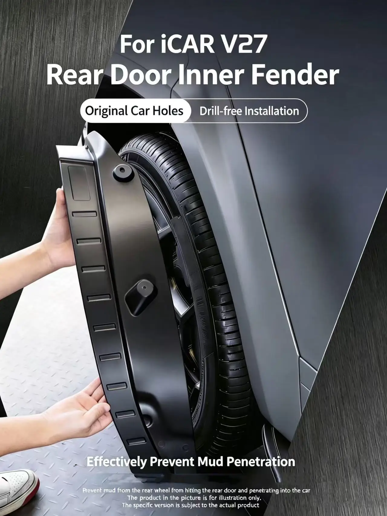For Chery iCAR V27 liner mudguard, no drilling required, front and rear wheels, sandproof, splash plate modification parts
For Chery iCAR V27 liner mudguard, no drilling required, front and rear wheels, sandproof, splash plate modification parts