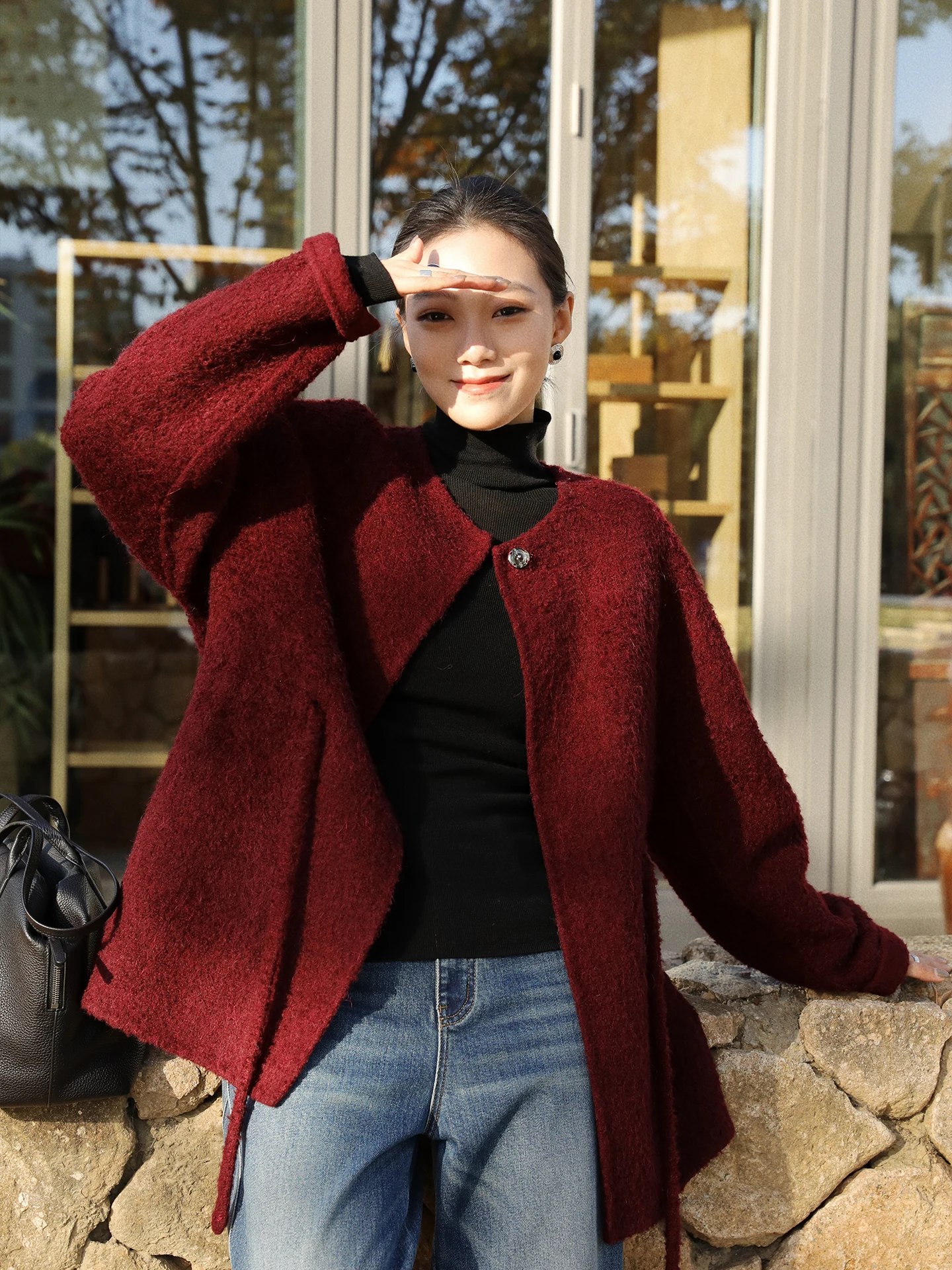 Red Double-Sided Camere Woolen Coat Women's Loose Warm Medium-Length Coat with Dstring Winter New Sle Casual Sle
Red Double-Sided Camere Woolen Coat Women's Loose Warm Medium-Length Coat with Dstring Winter New Sle Casual Sle