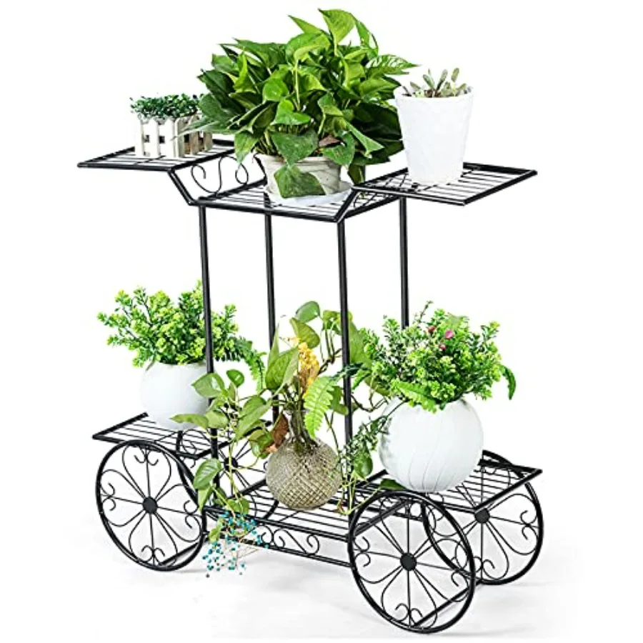 6 Tier Metal Plant Cart, Garden Cart Plant Stand w/ 4 Decorative Wheels, Parisian Style Plant Potted Rack Stand, Multilayer Flo
6 Tier Metal Plant Cart, Garden Cart Plant Stand w/ 4 Decorative Wheels, Parisian Style Plant Potted Rack Stand, Multilayer Flo