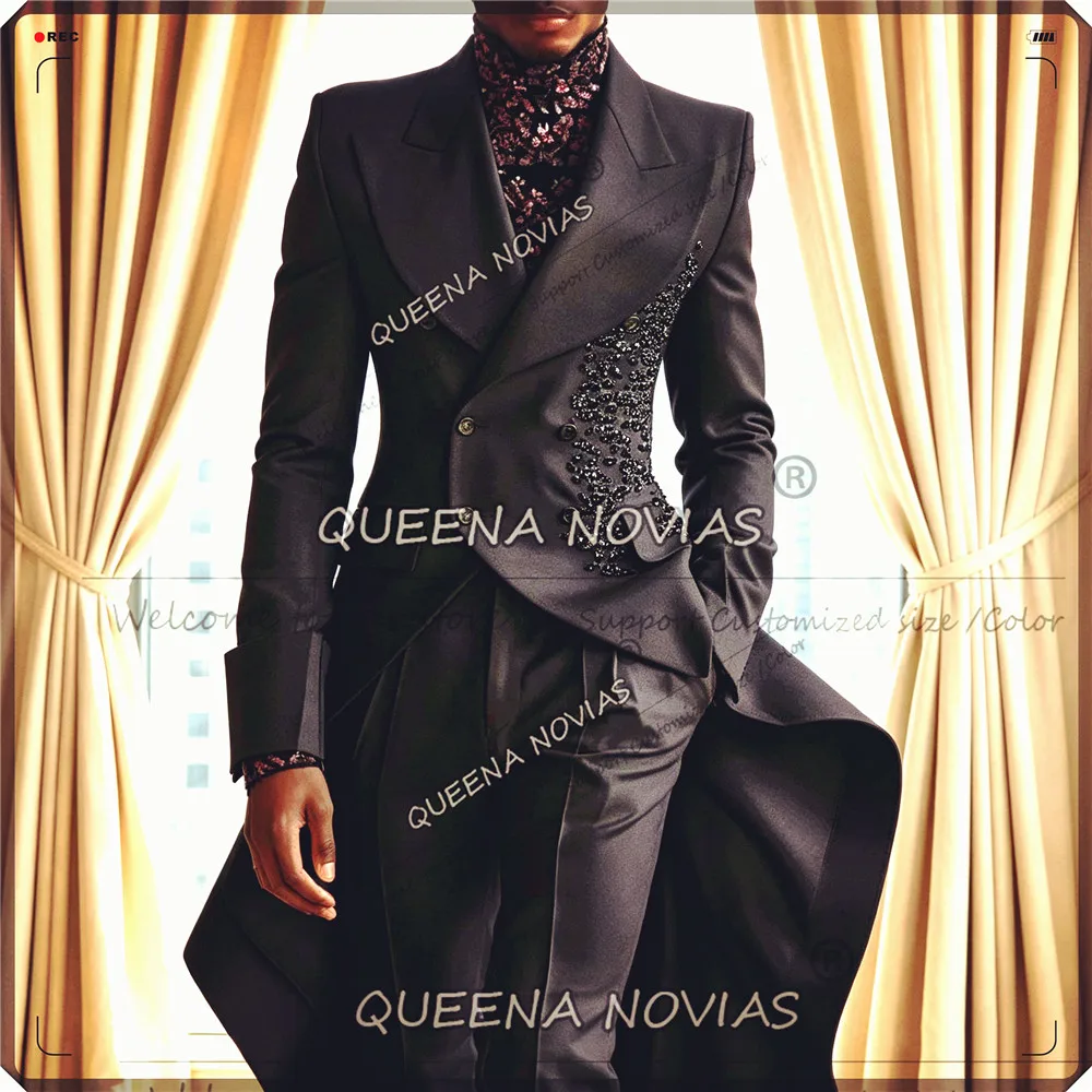 Exclusive Suits Men 2 Pieces Sets Double Breasted Prom Blazers With Long Train Customized Double Breasted Groom Wedding Tuxedos
Exclusive Suits Men 2 Pieces Sets Double Breasted Prom Blazers With Long Train Customized Double Breasted Groom Wedding Tuxedos