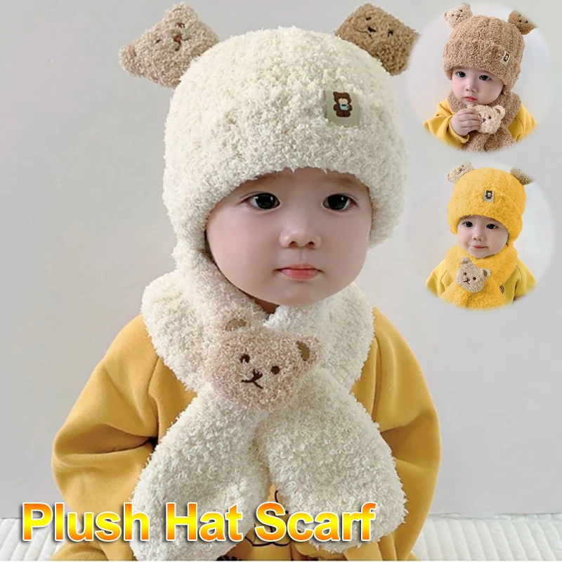 Warm baby hat and scarf set, cute little bear thickened winter hat, windproof fleece newborn photography accessory
Warm baby hat and scarf set, cute little bear thickened winter hat, windproof fleece newborn photography accessory