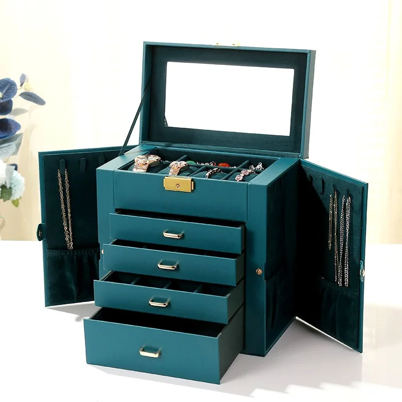 Luxury Jewelry Box with Lock Wooden Retro Style Storage Large Multi Functional Jewelry Box Five Display Showcases Holiday Gifts
Luxury Jewelry Box with Lock Wooden Retro Style Storage Large Multi Functional Jewelry Box Five Display Showcases Holiday Gifts