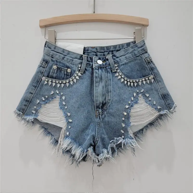 Ripped Wide-Leg Denim Shorts Women's 2024 Summer High Waist Exquisite Rhinestone Hot Short Ladies Streetwear Jean Shorts w879
Ripped Wide-Leg Denim Shorts Women's 2024 Summer High Waist Exquisite Rhinestone Hot Short Ladies Streetwear Jean Shorts w879