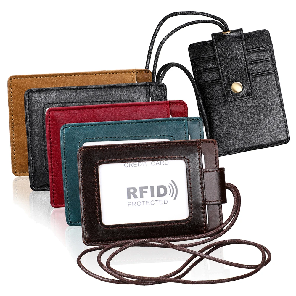 Genuine Leather Fashion Neck Lanyard Badge ID IC Card Holder RFID Protected Credit Card Pouch Name Tag Bus Subway Cards Cases
Genuine Leather Fashion Neck Lanyard Badge ID IC Card Holder RFID Protected Credit Card Pouch Name Tag Bus Subway Cards Cases