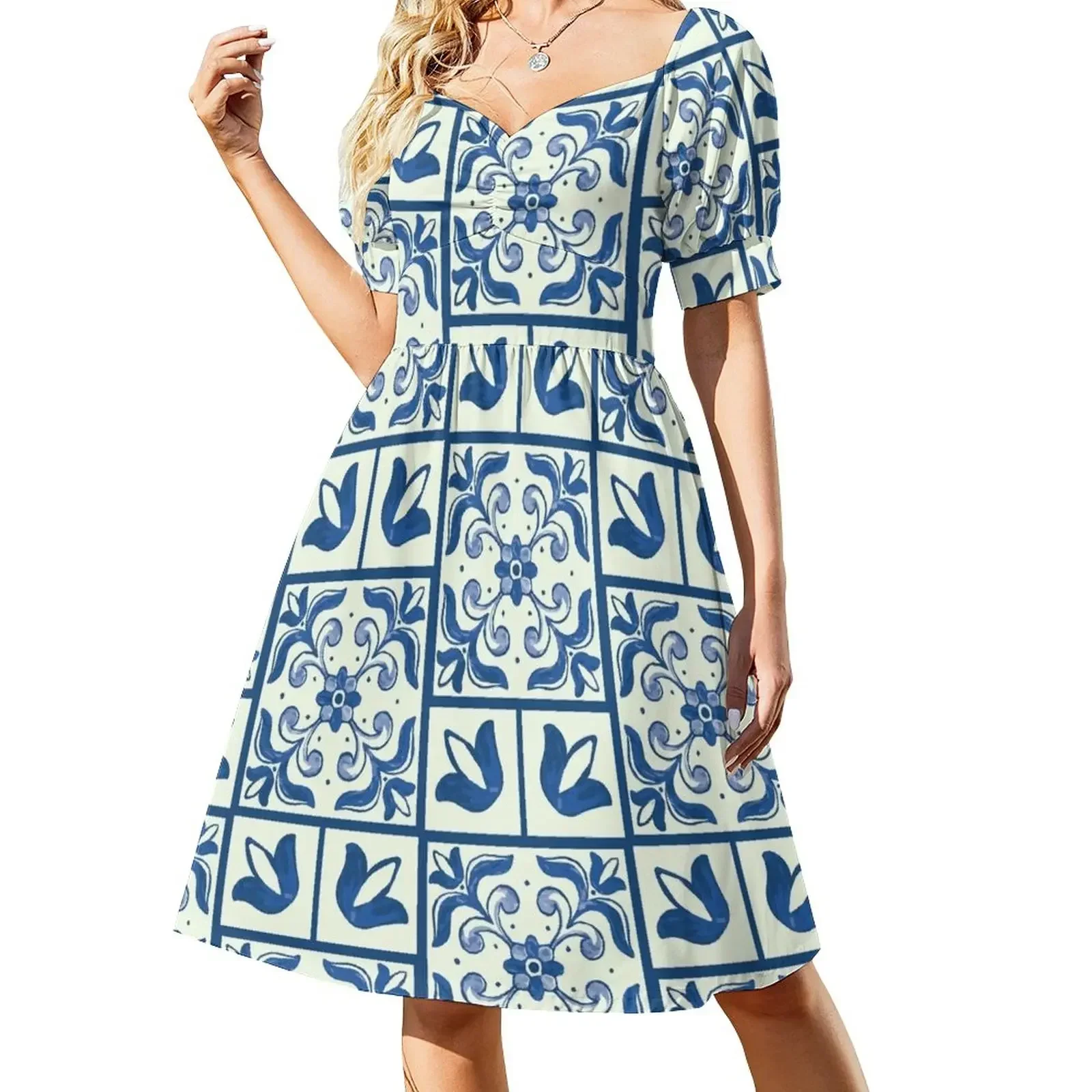 Lisbon Blue Azulejo Short-Sleeved Dress women evening dress sexy short dresses daring
Lisbon Blue Azulejo Short-Sleeved Dress women evening dress sexy short dresses daring