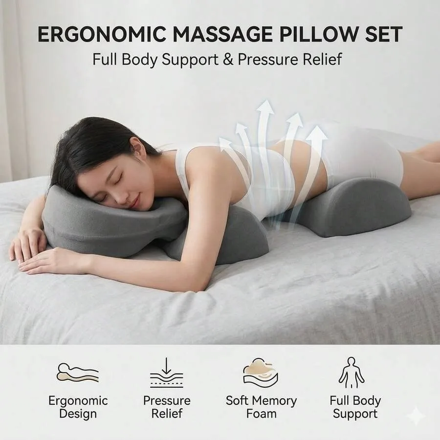 Ergonomic Massage Pillow Set For Full Body Support and Pressure Relief
Ergonomic Massage Pillow Set For Full Body Support and Pressure Relief