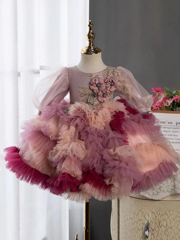 Custom Flower Girl Dress Wedding Dress Birthday Party Dress Long Sleeve Floral Appliques Ruffled Tulle Princess Dress for
Custom Flower Girl Dress Wedding Dress Birthday Party Dress Long Sleeve Floral Appliques Ruffled Tulle Princess Dress for