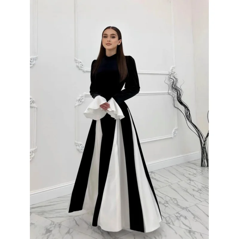 2025 Autumn New Women's Flare Sleeve Color Block Elegant Waist-Cinching Dress C001
2025 Autumn New Women's Flare Sleeve Color Block Elegant Waist-Cinching Dress C001