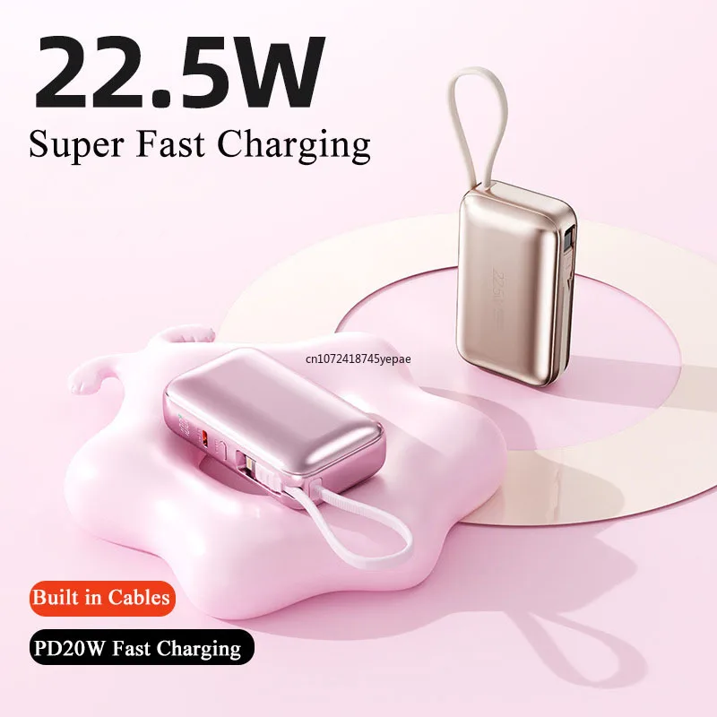 Мини Power Bank 10000 мАч 22,5 Вт PD20 Вт Двусторонняя быстрая зарядка Портативное зарядное устройство Внешний аккумулятор Встроенные кабели Powerbank Новый
Мини Power Bank 10000 мАч 22,5 Вт PD20 Вт Двусторонняя быстрая зарядка Портативное зарядное устройство Внешний аккумулятор Встроенные кабели Powerbank Новый