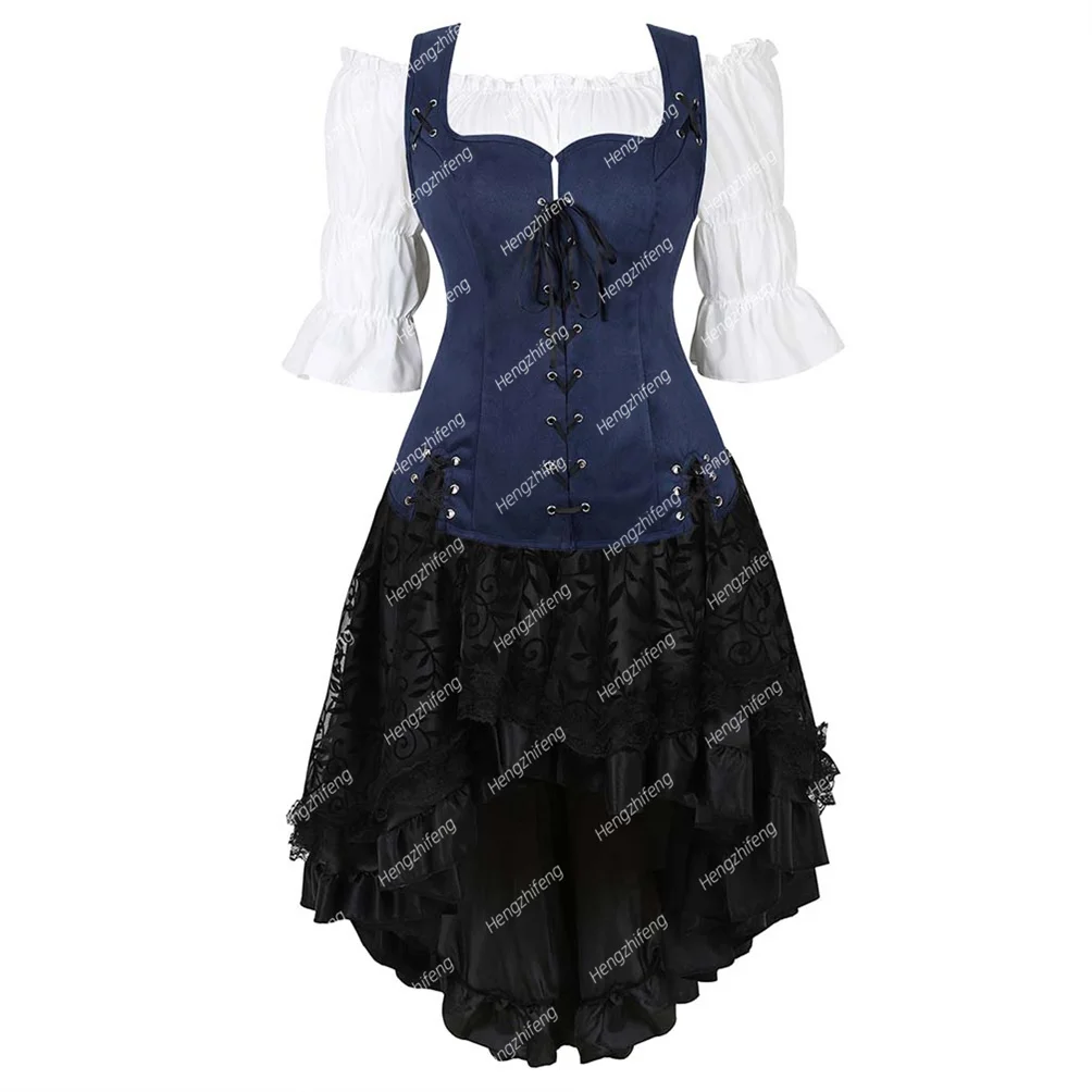 Bridal Corset Bustier Skirt 3 Piece Outfits Lace Up Corsets Vintage Basque Corsage with Blouse Set Vest Viking Costume Plus Size
Bridal Corset Bustier Skirt 3 Piece Outfits Lace Up Corsets Vintage Basque Corsage with Blouse Set Vest Viking Costume Plus Size