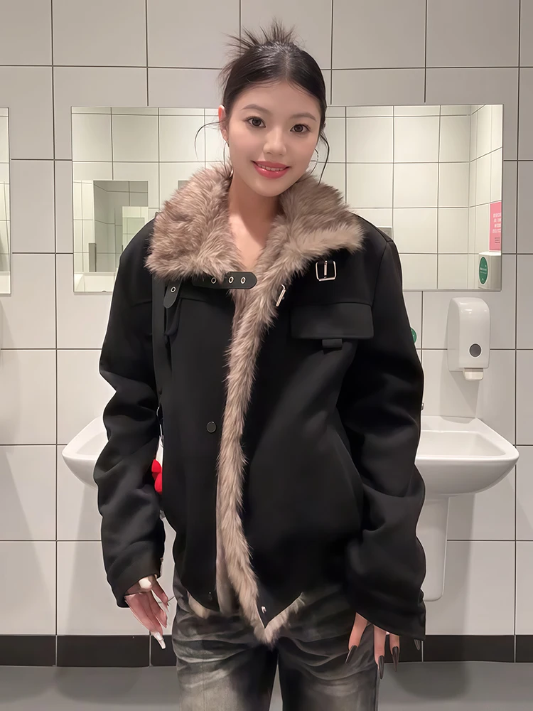 Retro American Lamb Fur Collar Short Jacket Women's Fashionable Loose Black Street Style Coat Thickened Long Sleeve Button Cl...
Retro American Lamb Fur Collar Short Jacket Women's Fashionable Loose Black Street Style Coat Thickened Long Sleeve Button Cl...