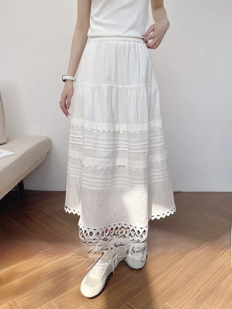 High Waist White Embroidered Lace Trim Half Skirt Women's Style New Autumn Fairy Cake Skirt Korean Version Cotton Blend
High Waist White Embroidered Lace Trim Half Skirt Women's Style New Autumn Fairy Cake Skirt Korean Version Cotton Blend