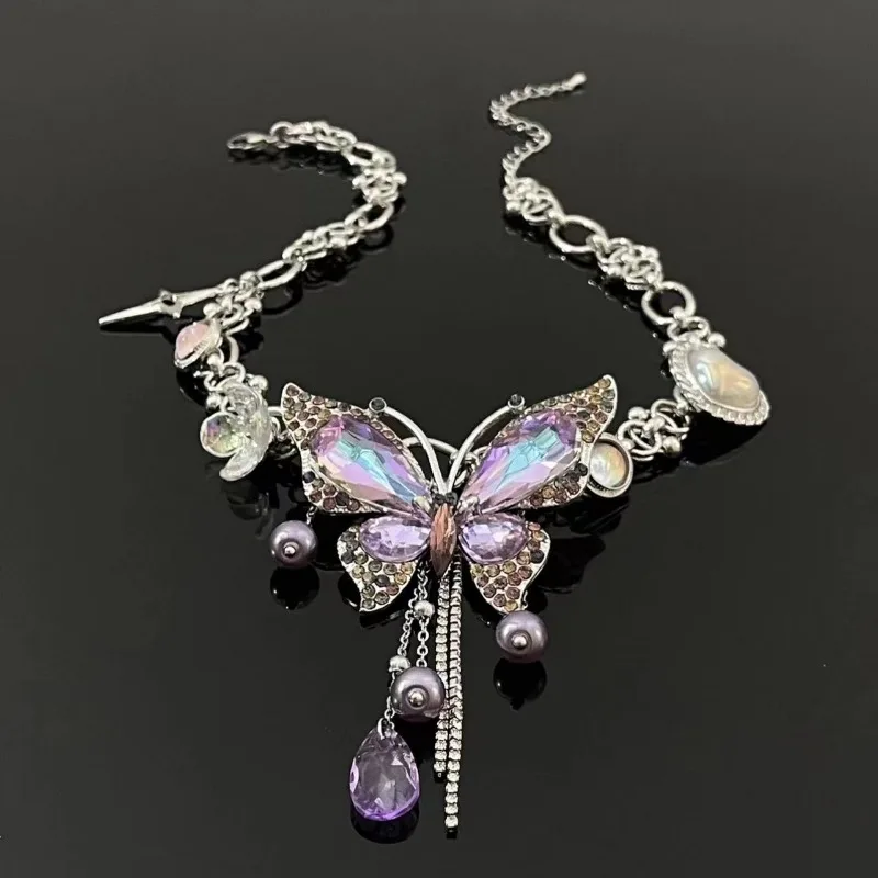 Heavy Industry Exquisite Purple Full Diamond Butterfly Love Tassel Necklace Women's Fashion Temperament Light Luxury Versatile N
Heavy Industry Exquisite Purple Full Diamond Butterfly Love Tassel Necklace Women's Fashion Temperament Light Luxury Versatile N
