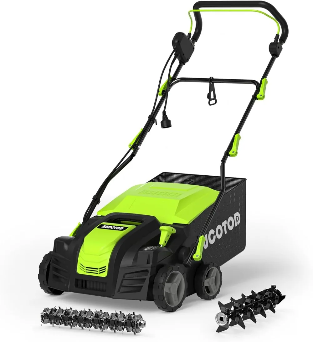 2-IN-1 16-Inch Dethatcher,15 Amp Copper Motor,with 5-Position Depth Adjustment, 14.5 Gal Thatch Bag,for Yard Lawn Garden Care
2-IN-1 16-Inch Dethatcher,15 Amp Copper Motor,with 5-Position Depth Adjustment, 14.5 Gal Thatch Bag,for Yard Lawn Garden Care
