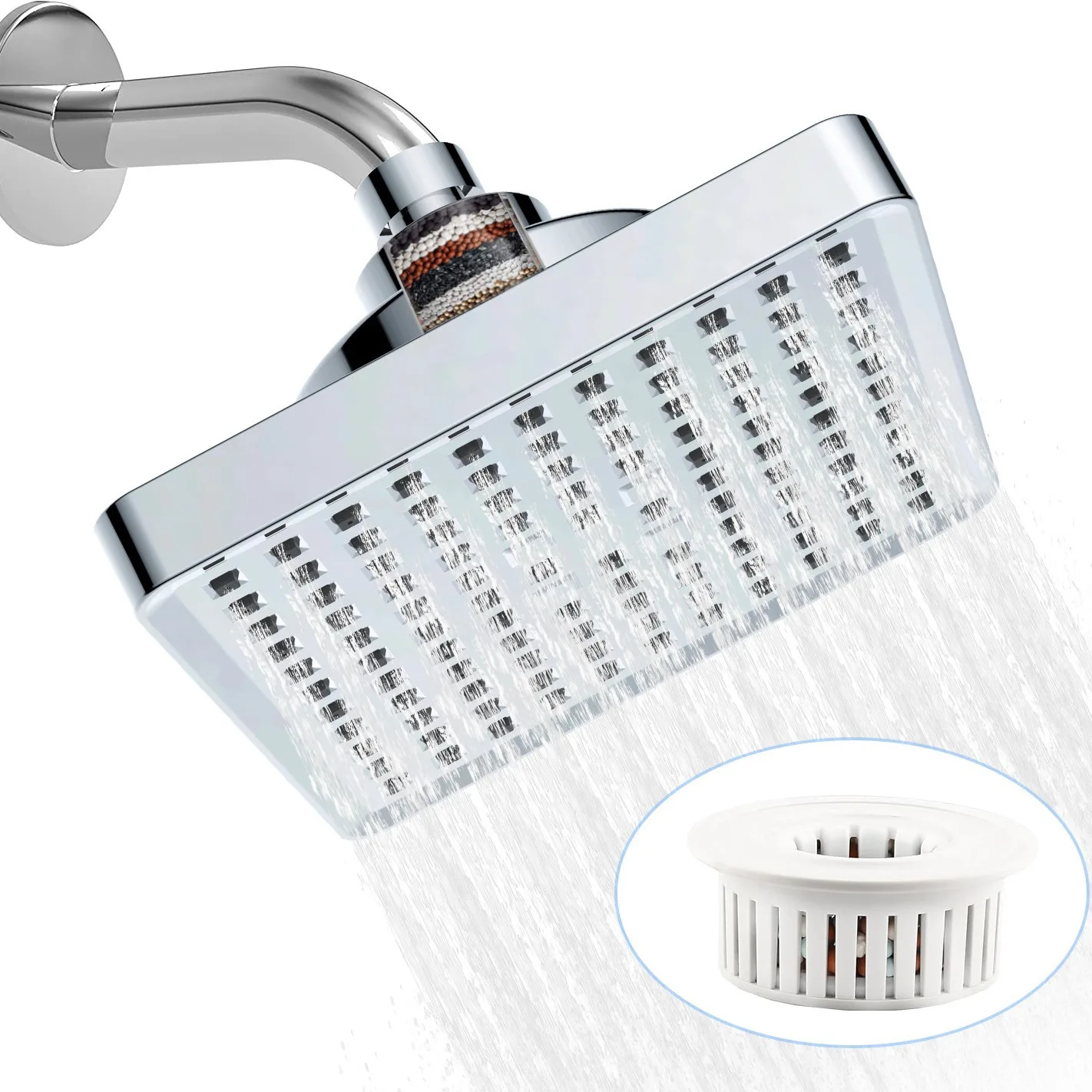 Square 6-inch Filter Top Spray Home Shower Spray Head Bathroom Shower Head
Square 6-inch Filter Top Spray Home Shower Spray Head Bathroom Shower Head