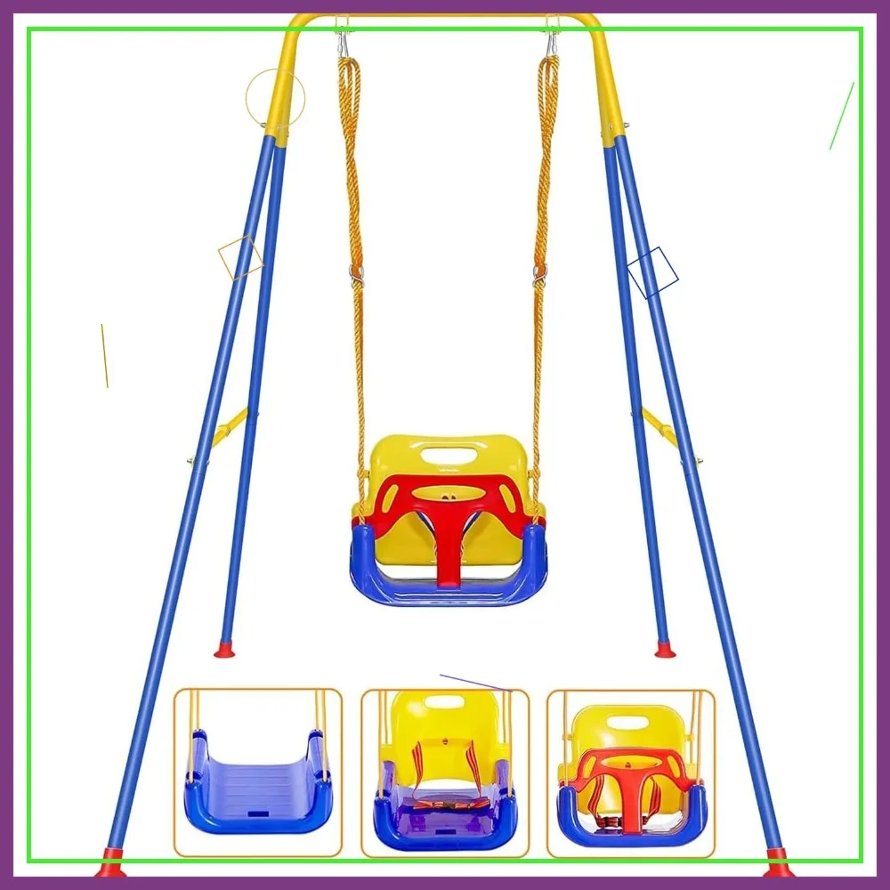 3 in 1 Toddler Swing with Frame, Indoor Outdoor Baby Swing with Safety Belt, Foldable Metal Stand, Easy Assembly
3 in 1 Toddler Swing with Frame, Indoor Outdoor Baby Swing with Safety Belt, Foldable Metal Stand, Easy Assembly