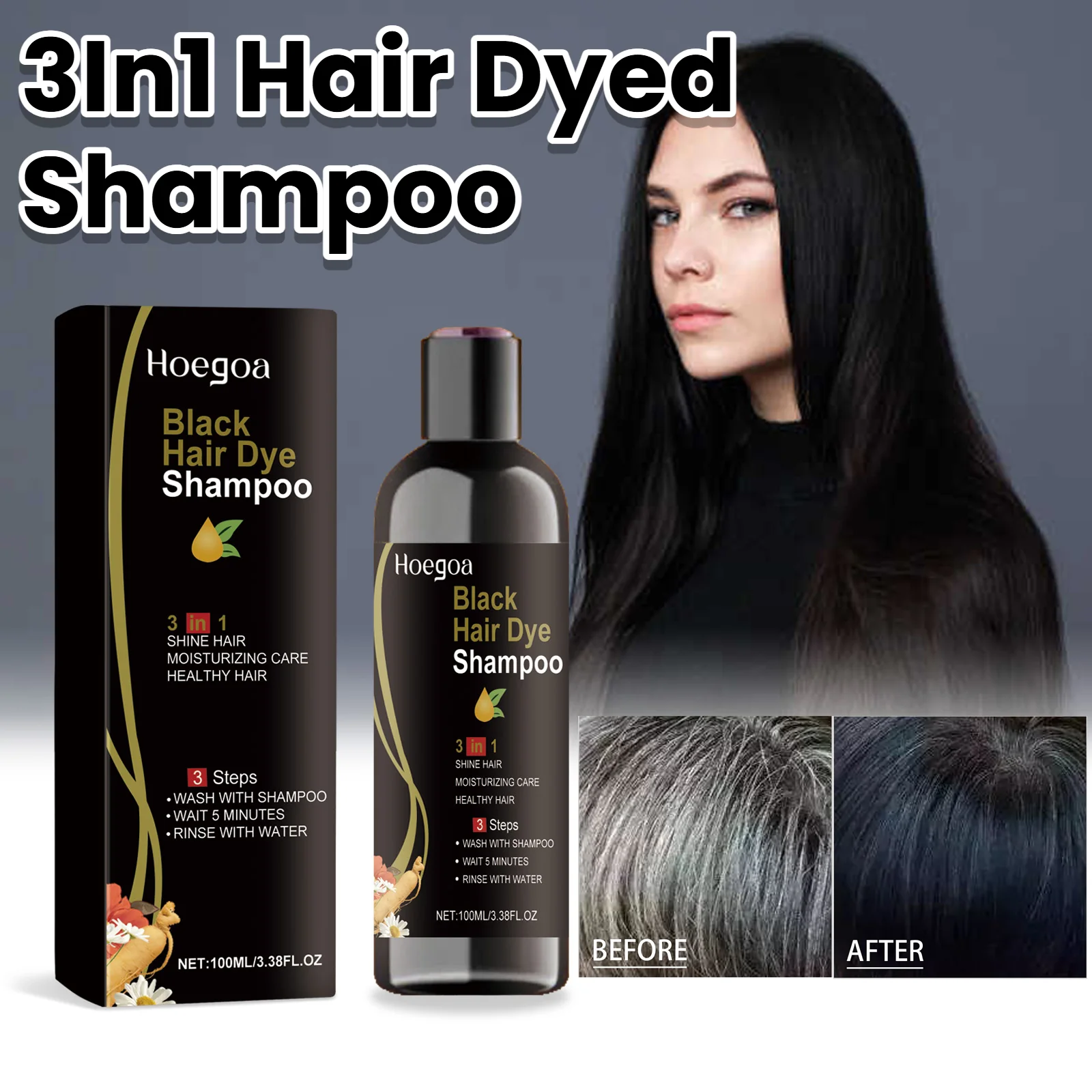 3In1 Hair Dye Shampoo Herbal Extract Gentle Cleansing Scalp Grey White Back To Black Refreshing Shampoo Liquid Hair Colored Care
3In1 Hair Dye Shampoo Herbal Extract Gentle Cleansing Scalp Grey White Back To Black Refreshing Shampoo Liquid Hair Colored Care