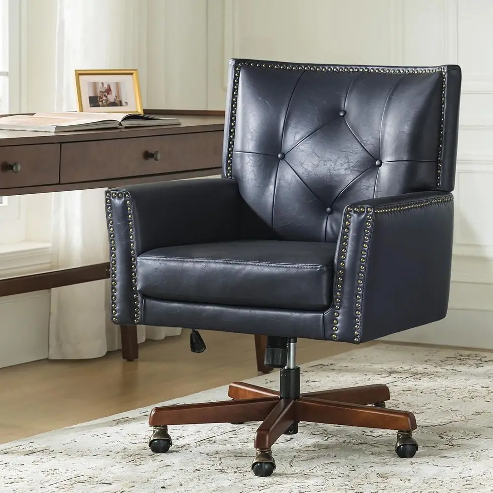Navy Blue Leather Swivel Office Chair with Mechanism, 360° Rotation, Button-Tufted, Height Adjustable Desk Chair
Navy Blue Leather Swivel Office Chair with Mechanism, 360° Rotation, Button-Tufted, Height Adjustable Desk Chair