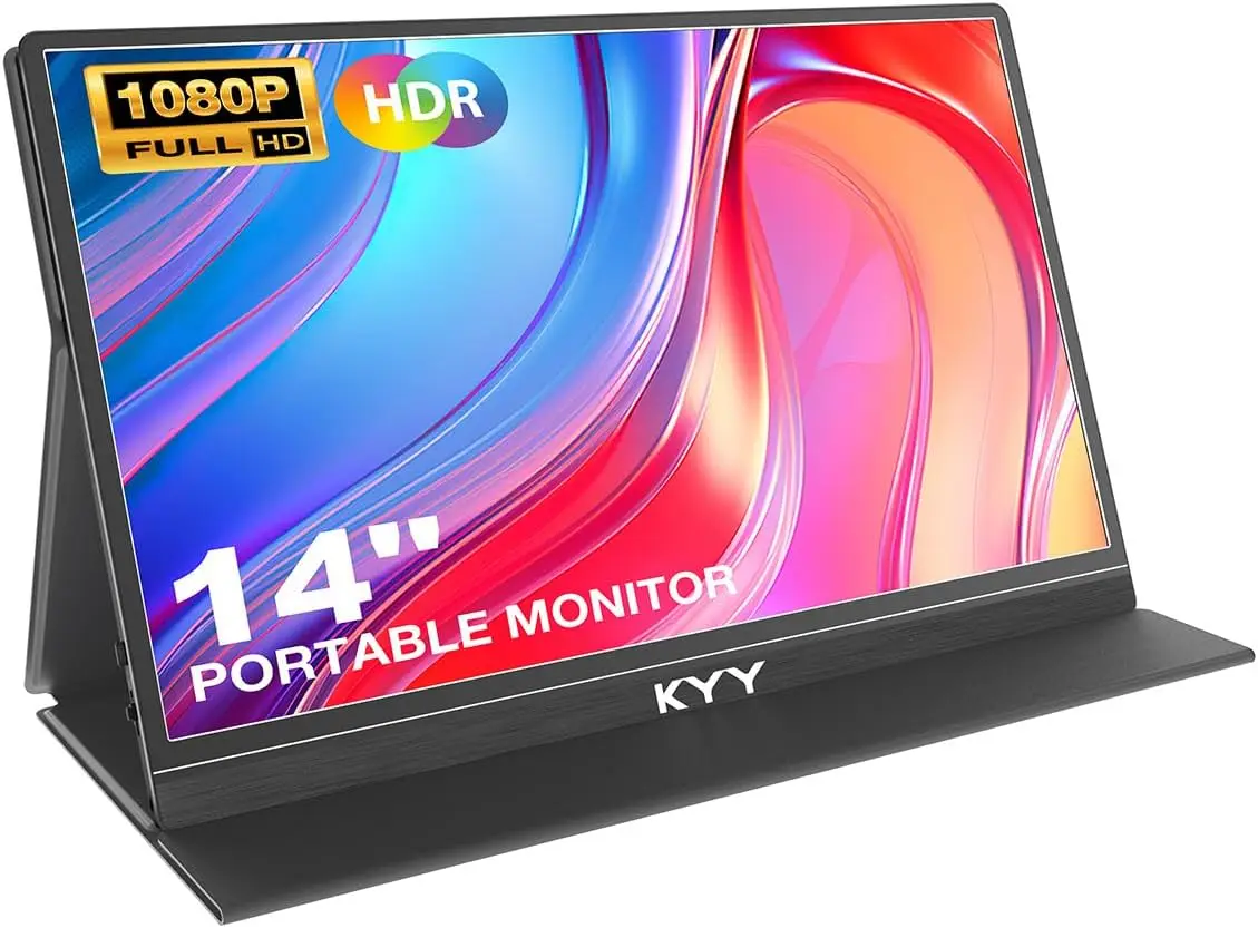 14" FHD 1080P Portable Monitor for Laptop, USB-C & HDMI Gaming Display with VESA Mount & Smart Cover, Dual Speakers for PC Phone Xbox PS5 Switch
14" FHD 1080P Portable Monitor for Laptop, USB-C & HDMI Gaming Display with VESA Mount & Smart Cover, Dual Speakers for PC Phone Xbox PS5 Switch