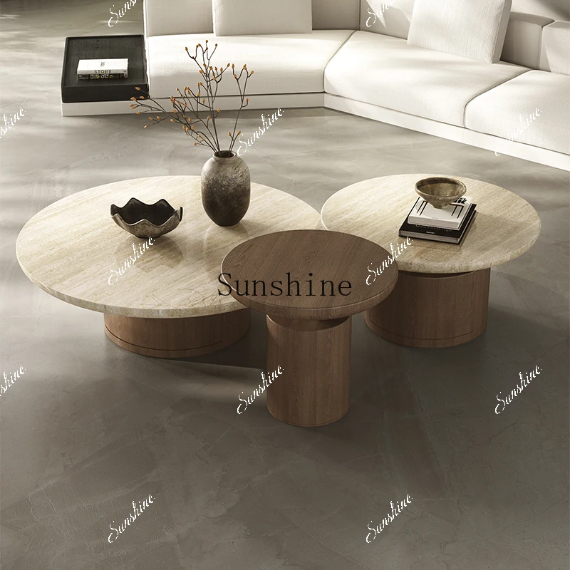 French retro solid wood round tea table wabi wind living room home marble advanced sense FT
French retro solid wood round tea table wabi wind living room home marble advanced sense FT