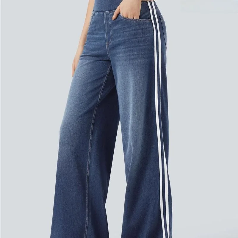 High Waist Casual Striped Loose Wide Leg Jeans for Women European Style High Waist Comfortable Loose Fit Casual Jeans
High Waist Casual Striped Loose Wide Leg Jeans for Women European Style High Waist Comfortable Loose Fit Casual Jeans