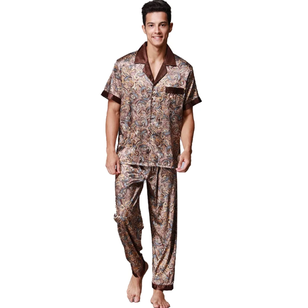 Mens Paisley Silk Pajamas Set Summer Short Sleeve Satin Sleepwear Male Loose Dressing Gown Nightgown
Mens Paisley Silk Pajamas Set Summer Short Sleeve Satin Sleepwear Male Loose Dressing Gown Nightgown