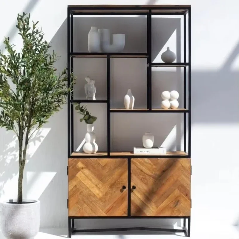 Industrial Style Mango Wood Cabinet with Shelves Modern metal and wood storage design
Industrial Style Mango Wood Cabinet with Shelves Modern metal and wood storage design