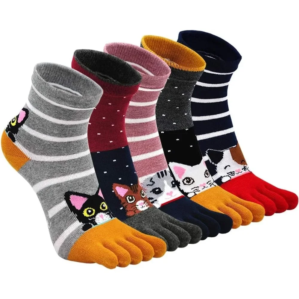 5Pairs Women's Toe Sock Cute Cat Dog Ankle Sock Cotton Athletic Running Five Finger Socks for Girls Fashion Ankle Sock
5Pairs Women's Toe Sock Cute Cat Dog Ankle Sock Cotton Athletic Running Five Finger Socks for Girls Fashion Ankle Sock