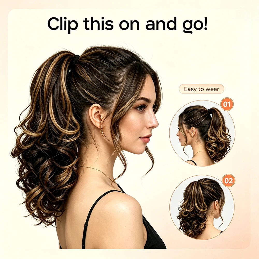 12Inch Synthetic Short Wavy Curly Ponytail Hair Extension Claw Clip in for Women Mixed Blonde Short Pony Hairpiece
12Inch Synthetic Short Wavy Curly Ponytail Hair Extension Claw Clip in for Women Mixed Blonde Short Pony Hairpiece