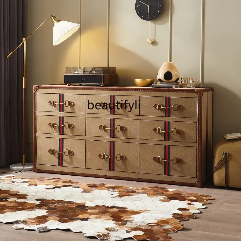 1184American storage drawer retro all handmade porch cabinet leather case hotel living room chest
1184American storage drawer retro all handmade porch cabinet leather case hotel living room chest