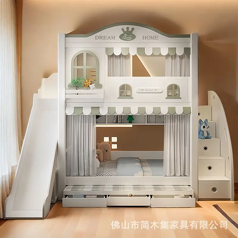 Children Castle Bunk Bed With Slide High Safety Guardrail Pink Multifunctional Toddler Double Bed
Children Castle Bunk Bed With Slide High Safety Guardrail Pink Multifunctional Toddler Double Bed