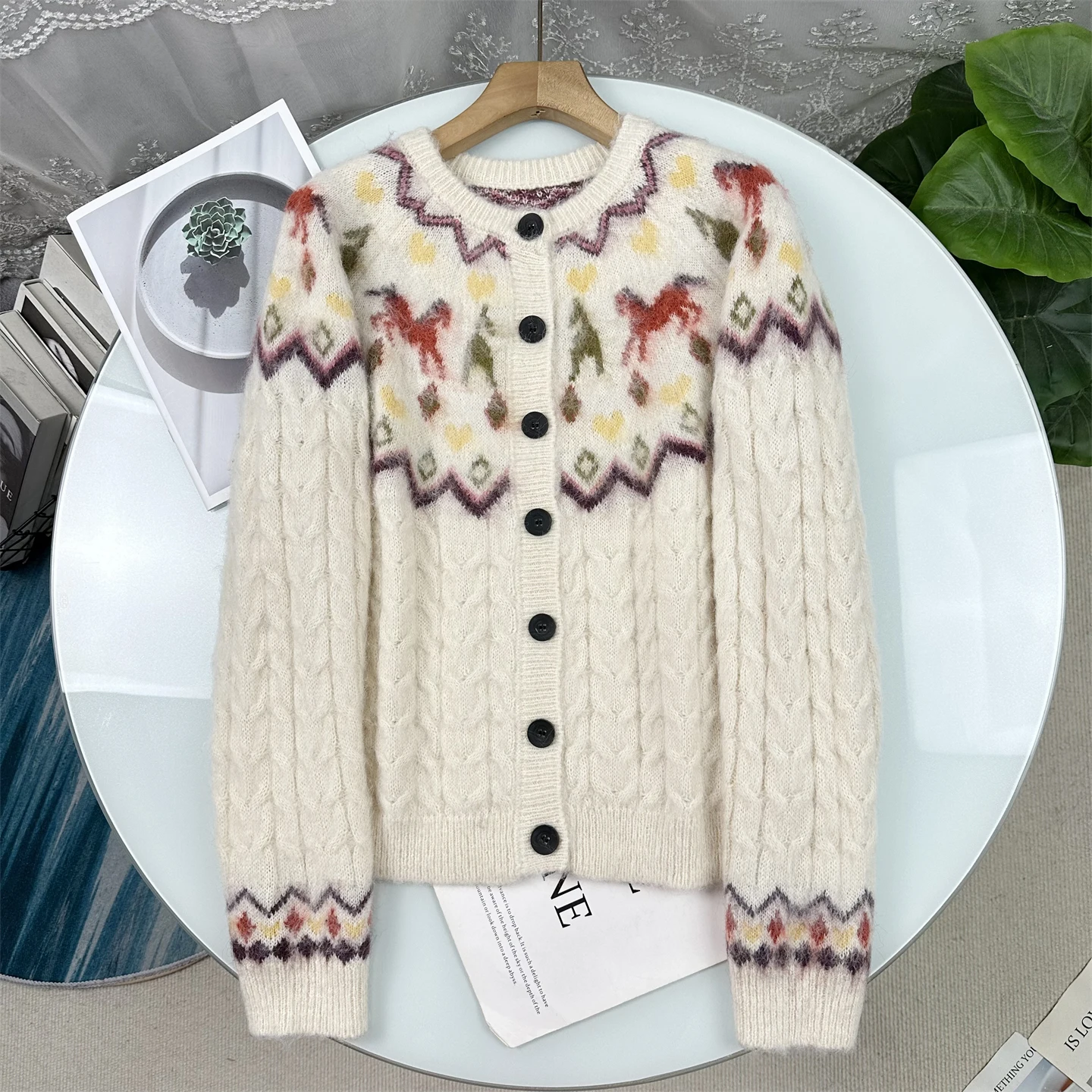 Stunning Fair Isle Knit round Neck Open Cardigan Sweater Women's Style French Long Sleeve Geometric Patterned Winter 2025
Stunning Fair Isle Knit round Neck Open Cardigan Sweater Women's Style French Long Sleeve Geometric Patterned Winter 2025