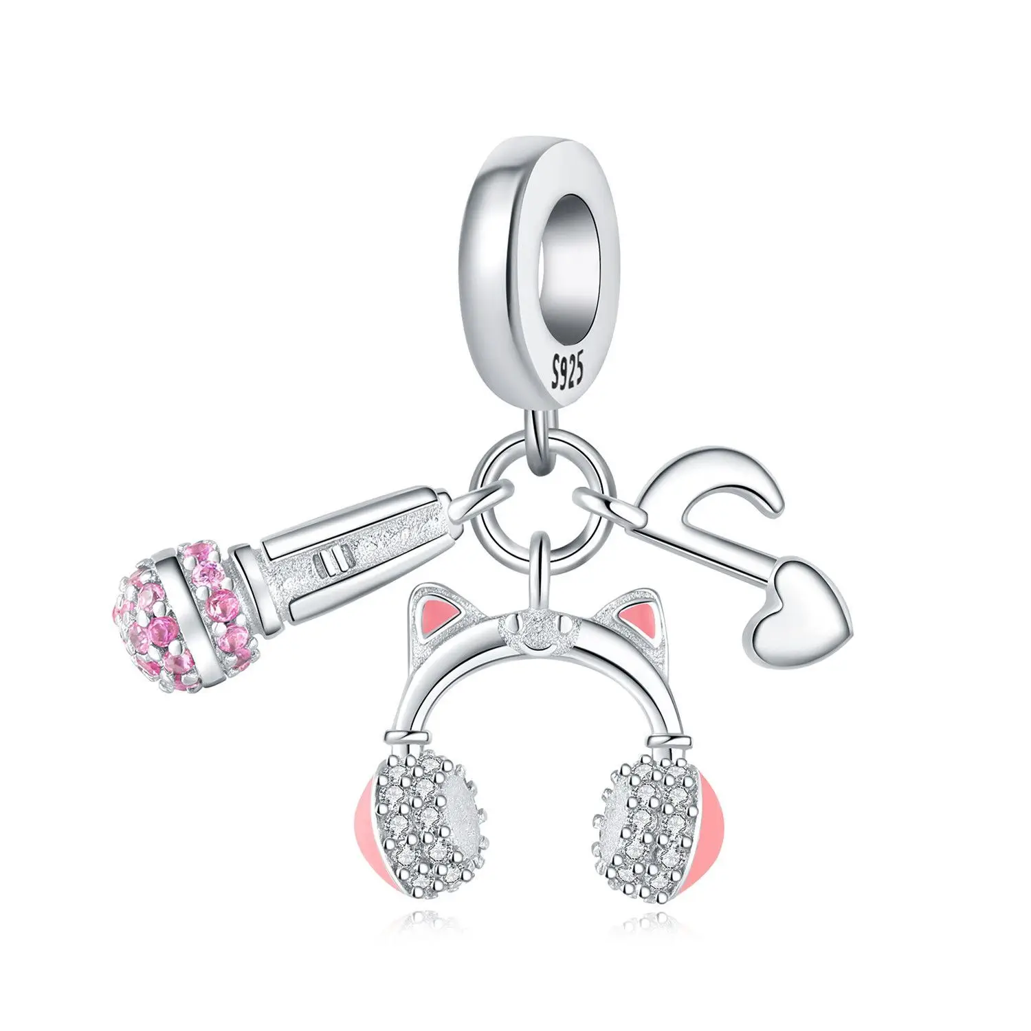 CYCUFF 925 Sterling Silver Pink Pendant Cute cat headset microphone For Italian Charms Bracelet Necklace 925 Jewelry Gift making
CYCUFF 925 Sterling Silver Pink Pendant Cute cat headset microphone For Italian Charms Bracelet Necklace 925 Jewelry Gift making
