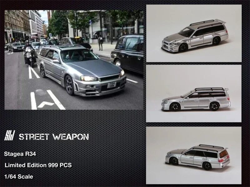 SW 1:64 Stagea R34 Универсал, серебристая металлическая литая под давлением модель автомобиля 
SW 1:64 Stagea R34 Универсал, серебристая металлическая литая под давлением модель автомобиля
