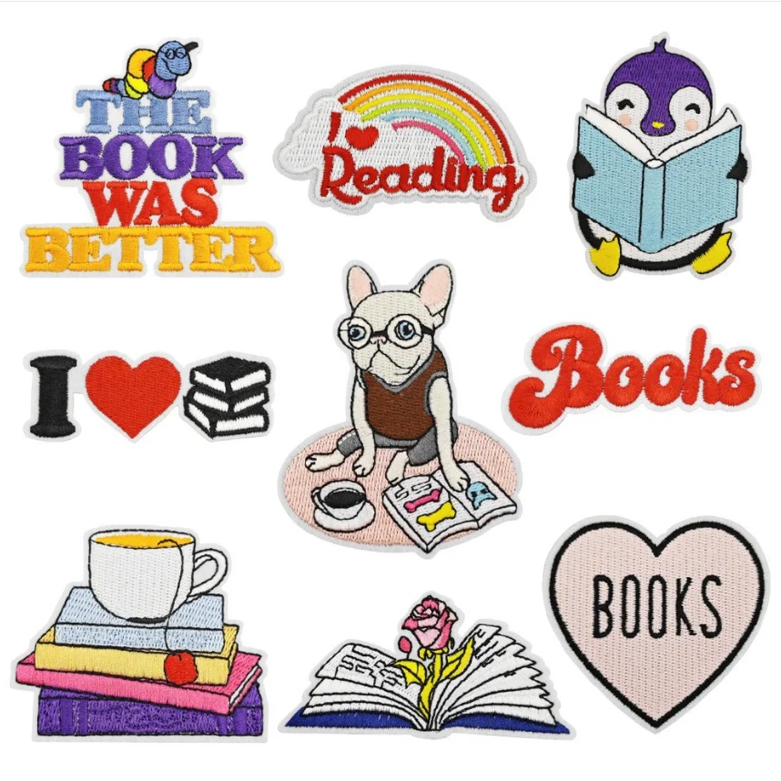 10 Pcs Reading Books Embroidery Patches Embroidered Clothing Hat Bag Shoe Repair Material Phone Gift Box Decor DIY Accessory
10 Pcs Reading Books Embroidery Patches Embroidered Clothing Hat Bag Shoe Repair Material Phone Gift Box Decor DIY Accessory