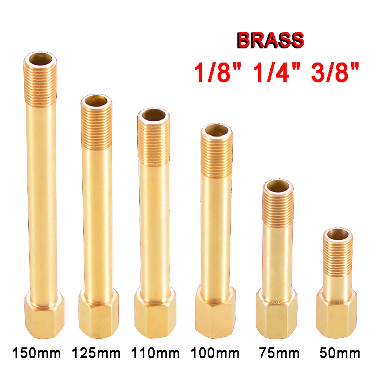 1/2/5/10pcs 1/8" 1/4" 3/8" Male To Female Brass BSP Thread Extension Connectors Pipe FittingLength 50/75/100/110/125/150mm
1/2/5/10pcs 1/8" 1/4" 3/8" Male To Female Brass BSP Thread Extension Connectors Pipe FittingLength 50/75/100/110/125/150mm